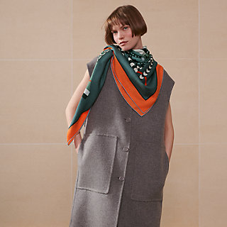 カレジェアン カシミヤシルク 《ガウチョの鞍》 - グリーン | Hermès